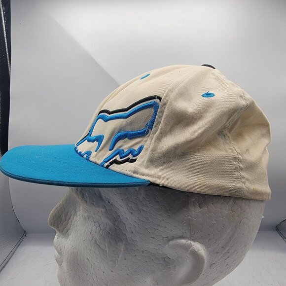Fox Racing Small Medium White Blue Fitted Hat Motorcycles Motorcross Casual - Picture 2 of 10